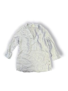 Sigrid Olsen Light Gray Tunic Top with Button Detail